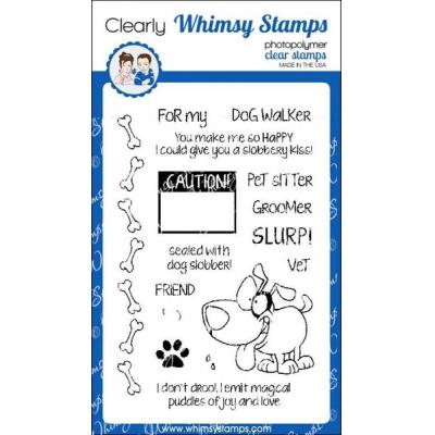 Whimsy Stamps Deb Davis Clear Stamps - Caution Dog Slobber